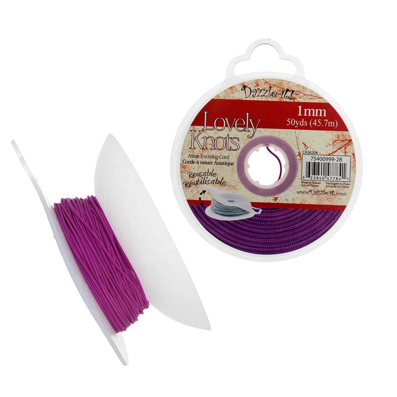 John Bead Lovely Knots 1mm Asian Knotting Cord with Bobbin, 50yds